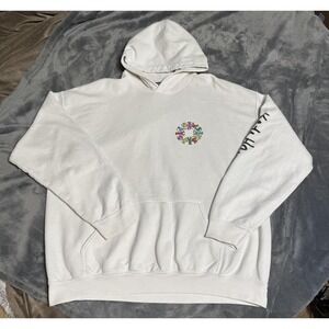 RSQ Keith Haring Hoodie Mens XL White Circle Dancers Graphic‎ Pullover Fleece